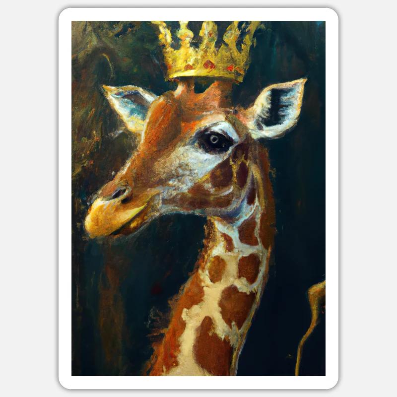 Giraffe mit Krone - Sticker Größe S (10 x 10 cm) - Mattweiß