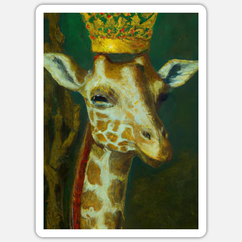 Giraffe mit Krone - Sticker Größe S (10 x 10 cm) - Mattweiß