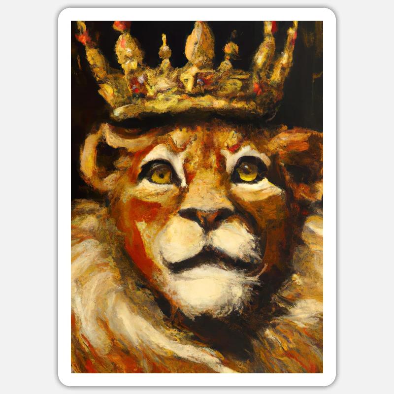 Löwe mit Krone - Sticker Größe S (10 x 10 cm) - Mattweiß