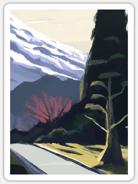 Pfad zu einem Berg - Sticker Größe S (10 x 10 cm) - Mattweiß