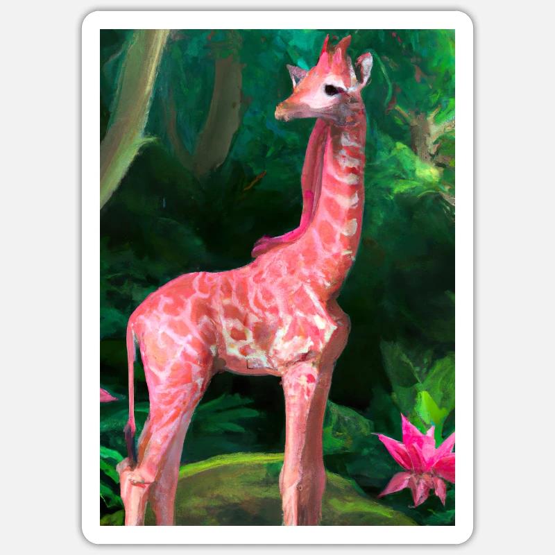 Rosa Giraffe - Sticker Größe S (10 x 10 cm) - Mattweiß