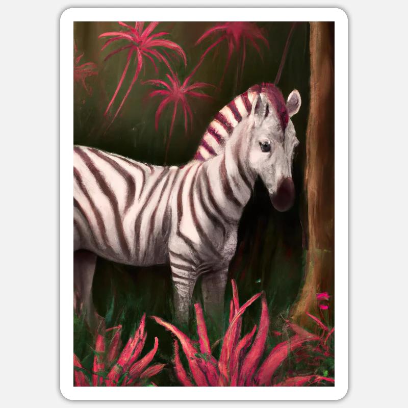 Rosa Zebra - Sticker Größe S (10 x 10 cm) - Mattweiß
