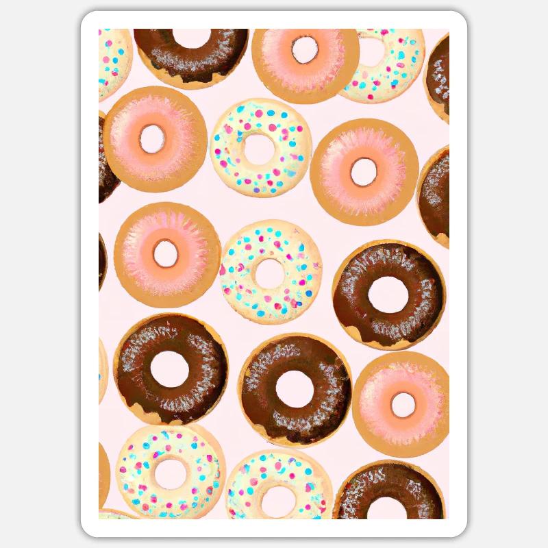 Donuts-Muster - Sticker Größe S (10 x 10 cm) - Mattweiß
