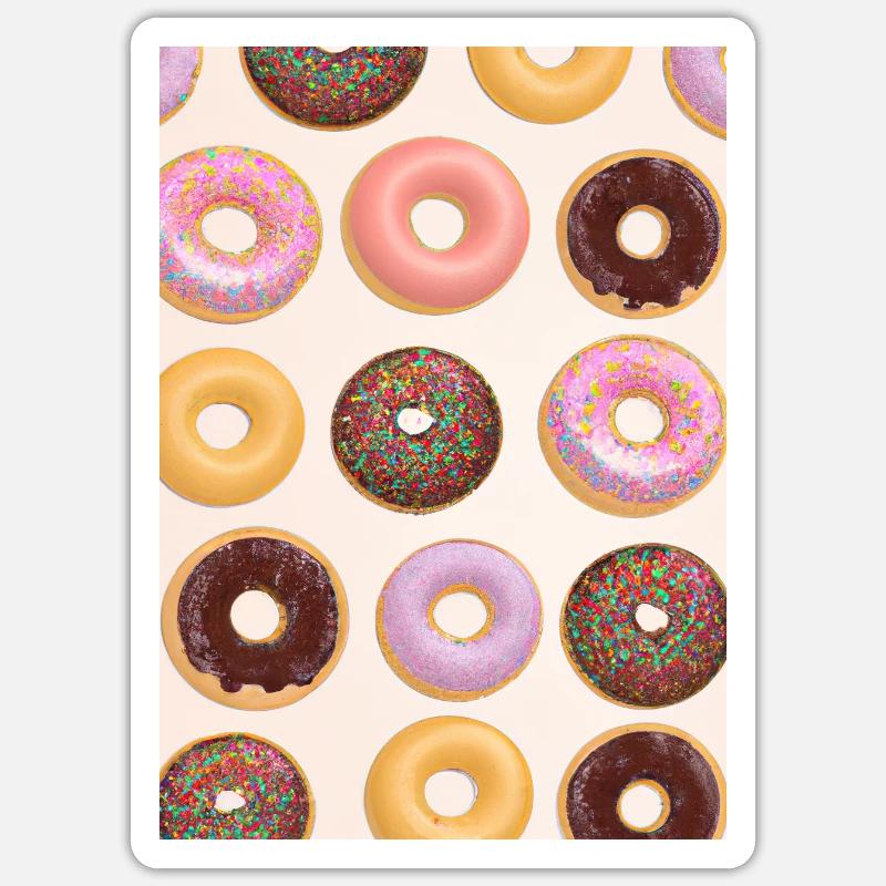 Donuts-Muster - Sticker Größe S (10 x 10 cm) - Mattweiß