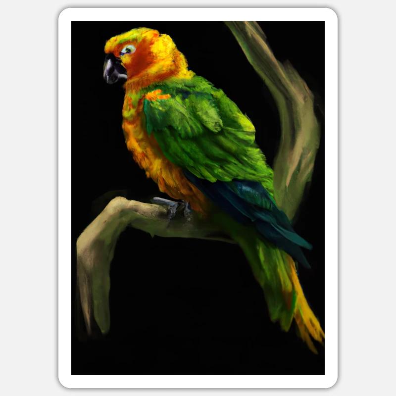 Papagei auf einem Baum - Sticker Größe S (10 x 10 cm) - Mattweiß