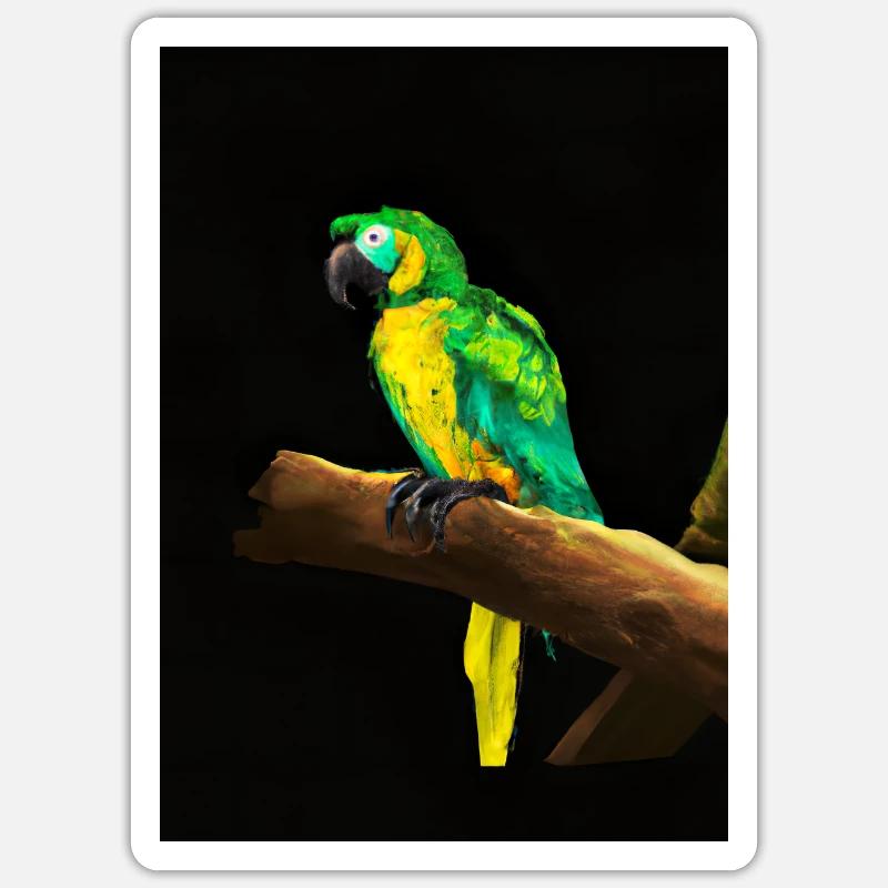 Papagei auf einem Baum - Sticker Größe S (10 x 10 cm) - Mattweiß