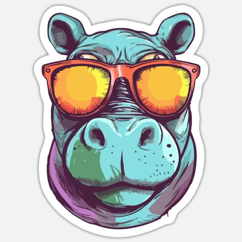 Bif hippopotame - Sticker taille S (10 x 10 cm) - blanc mat