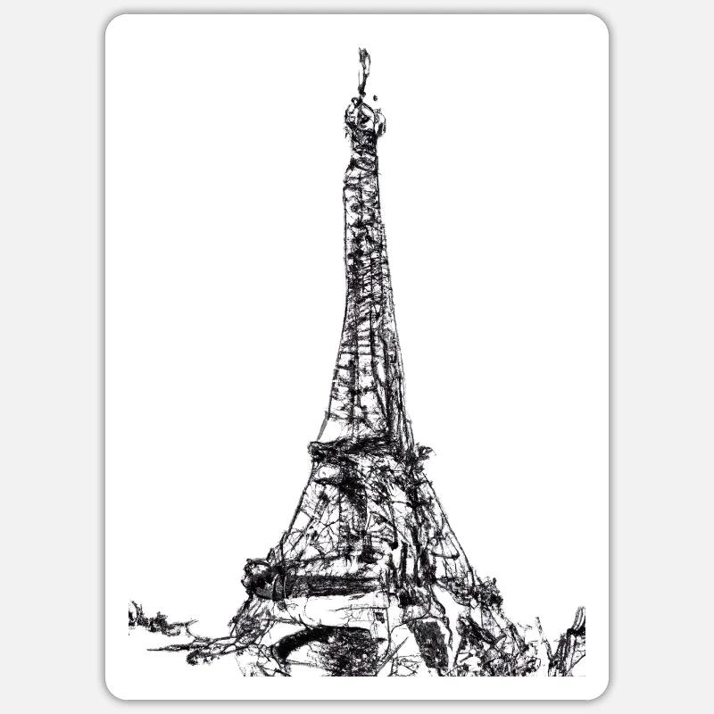 Eiffelturm-Gemälde - Sticker Größe S (10 x 10 cm) - Mattweiß