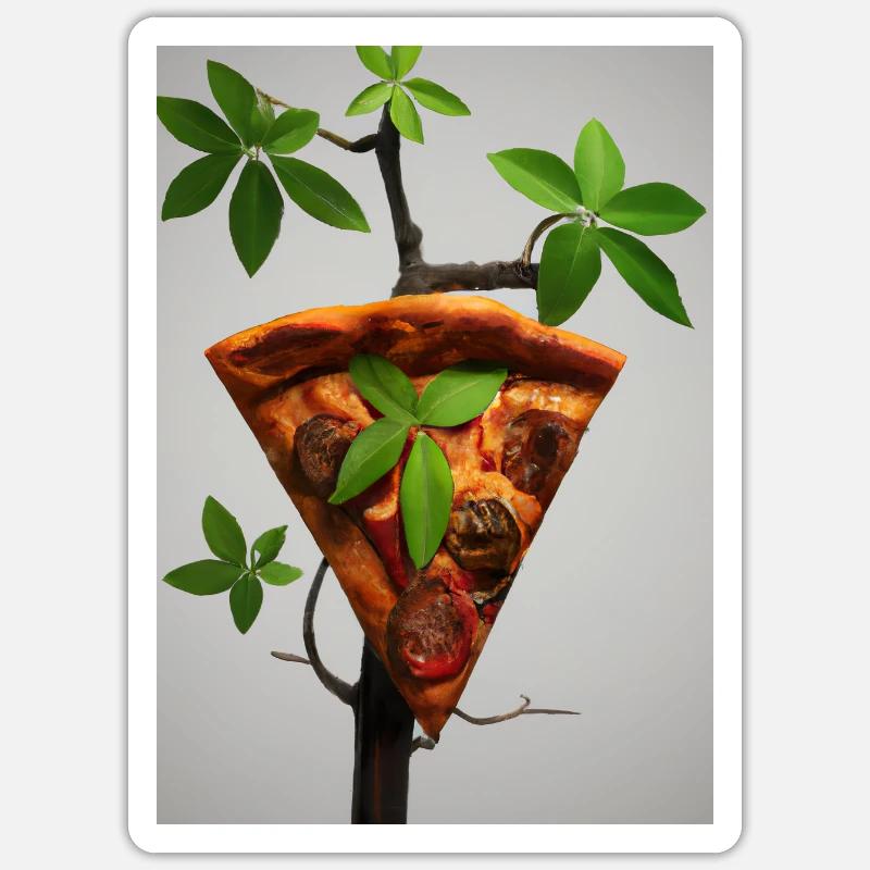 Wachsende Pizza - Sticker Größe S (10 x 10 cm) - Mattweiß