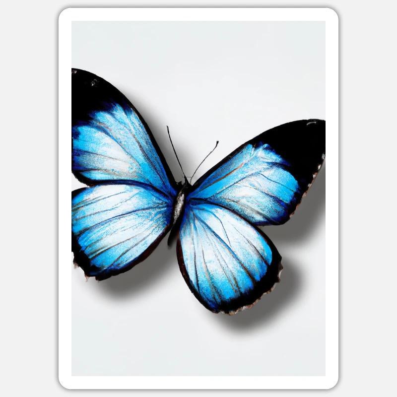 Blauer Schmetterling - Sticker Größe S (10 x 10 cm) - Mattweiß