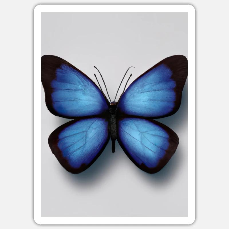 Blauer Schmetterling - Sticker Größe S (10 x 10 cm) - Mattweiß