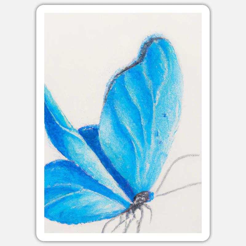 Blauer Schmetterling - Sticker Größe S (10 x 10 cm) - Mattweiß