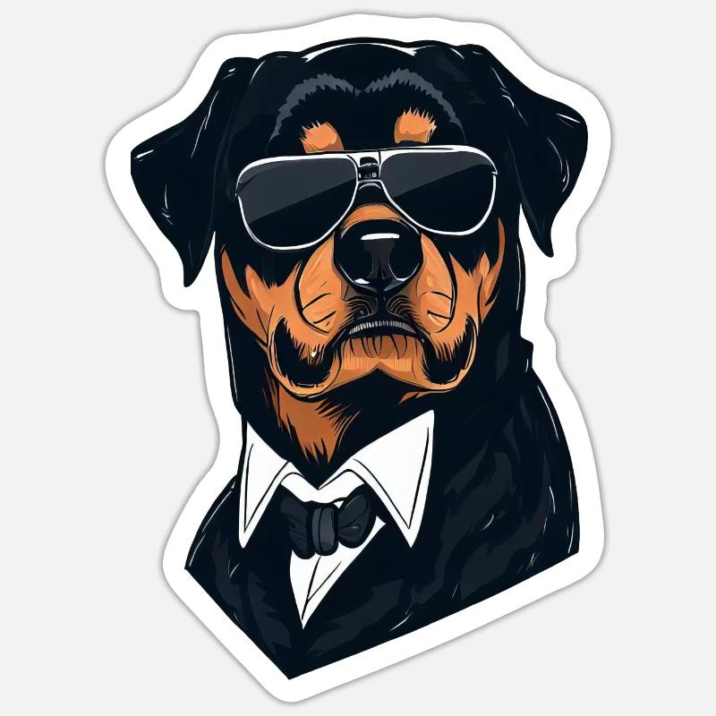 Rottweiler Der Geheimdienstagent Leo - Sticker Größe S (10 x 10 cm) - Mattweiß