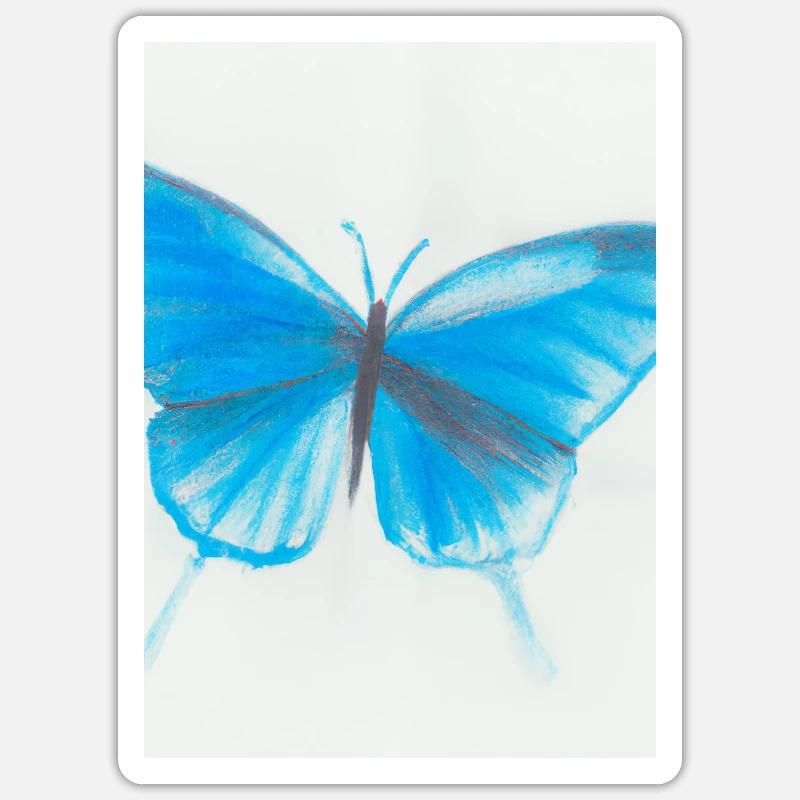 Blauer Schmetterling - Sticker Größe S (10 x 10 cm) - Mattweiß