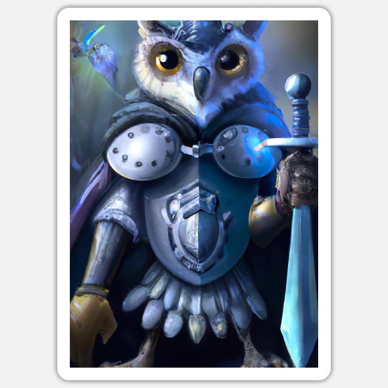 Ritter Eule - Sticker Größe S (10 x 10 cm) - Mattweiß