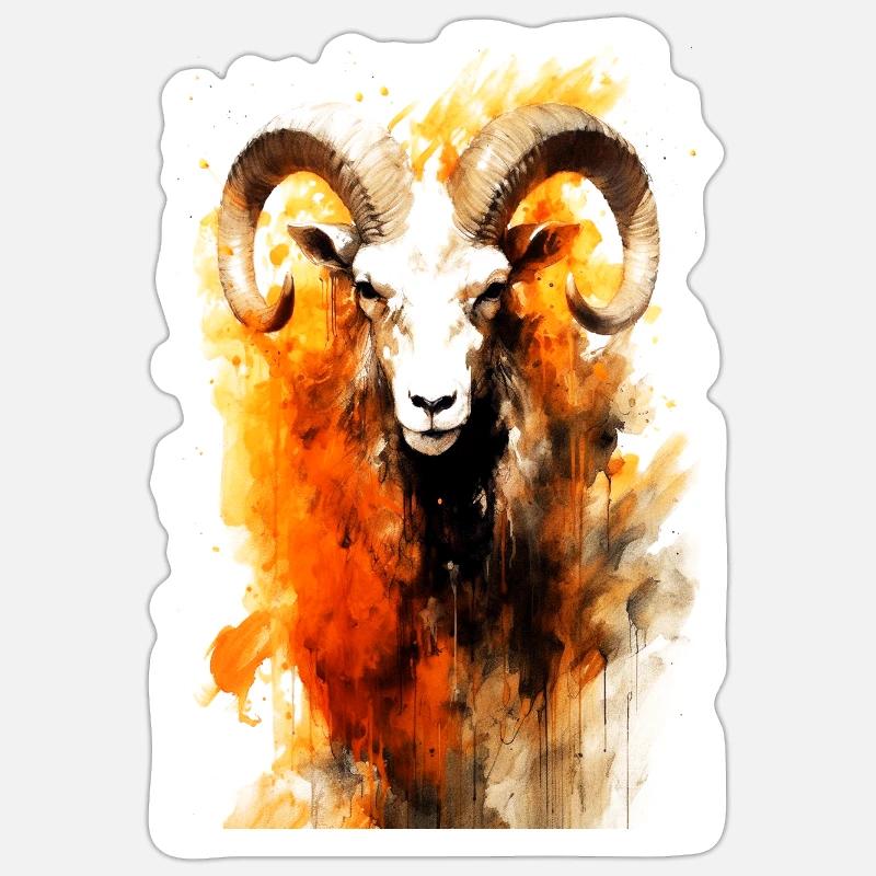 Mouflon d'Amérique - Sticker taille S (10 x 10 cm) - blanc mat