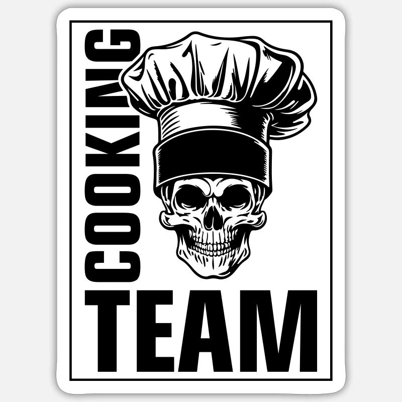 Équipe de cuisine squelette - Sticker taille S (10 x 10 cm) - blanc mat