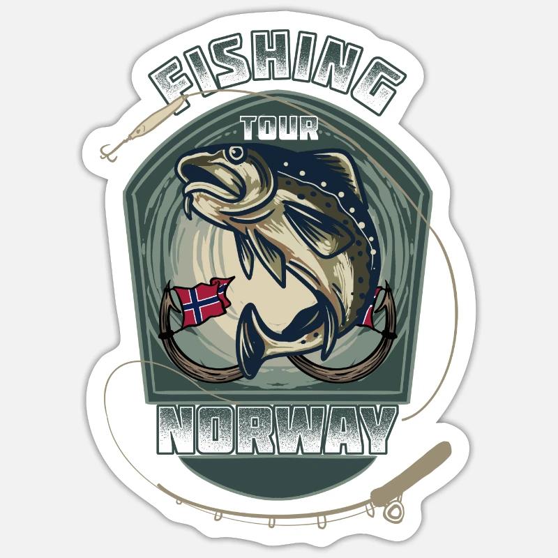 Excursion de pêche en Norvège - Sticker taille S (10 x 10 cm) - blanc mat