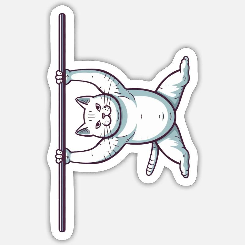 Chat comique blanc dans Iron X - Sticker taille S (10 x 10 cm) - blanc mat