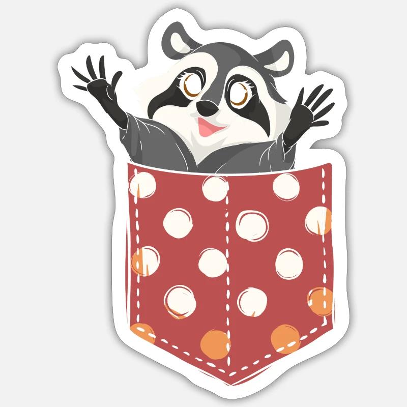 Trash Panda Süßes Geschenk Brusttasche Waschbär Sticker Größe S (10 x 10 cm)
