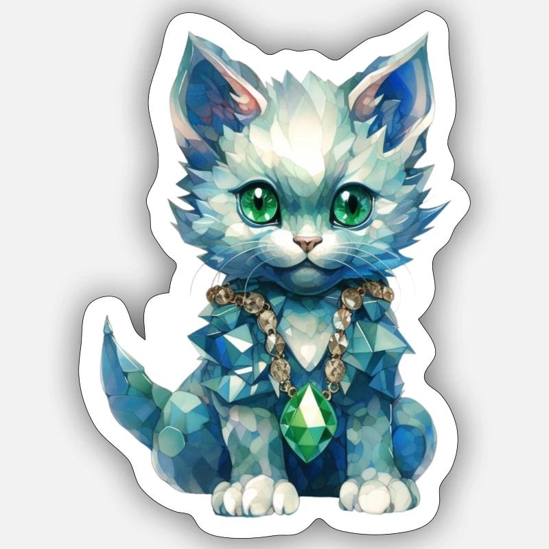 Geburtsstein-Katze August - Sticker Größe S (10 x 10 cm) - Mattweiß