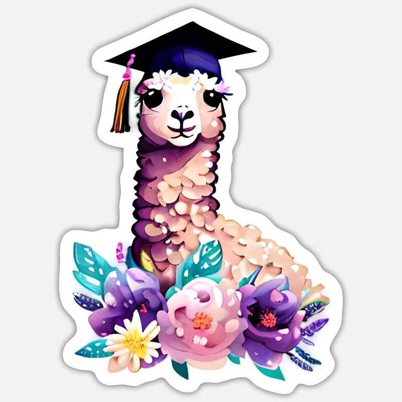 Bachelor Alpaka Studium Absolvent Schulabschluss Sticker Größe S (10 x 10 cm)