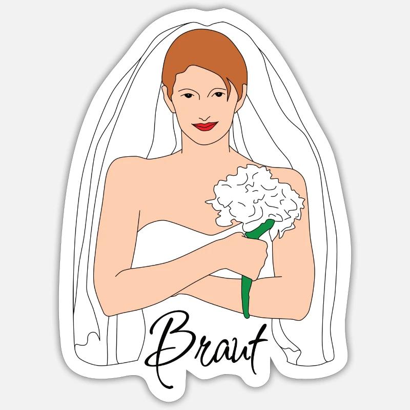 Bride Brown 1 - Sticker taille S (10 x 10 cm) - blanc mat