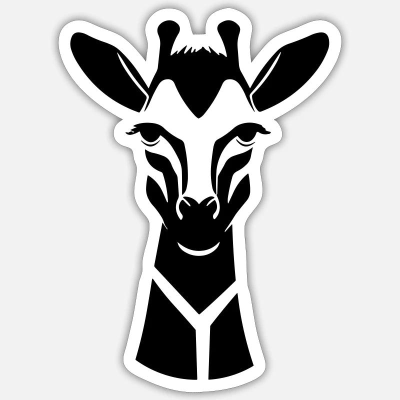 Tête de girafe - Sticker taille S (10 x 10 cm) - blanc mat