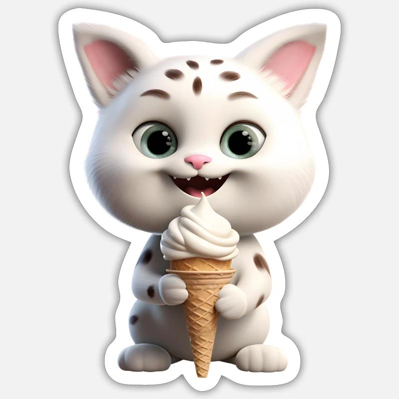 Katze mit Eis Sticker Größe S (10 x 10 cm)