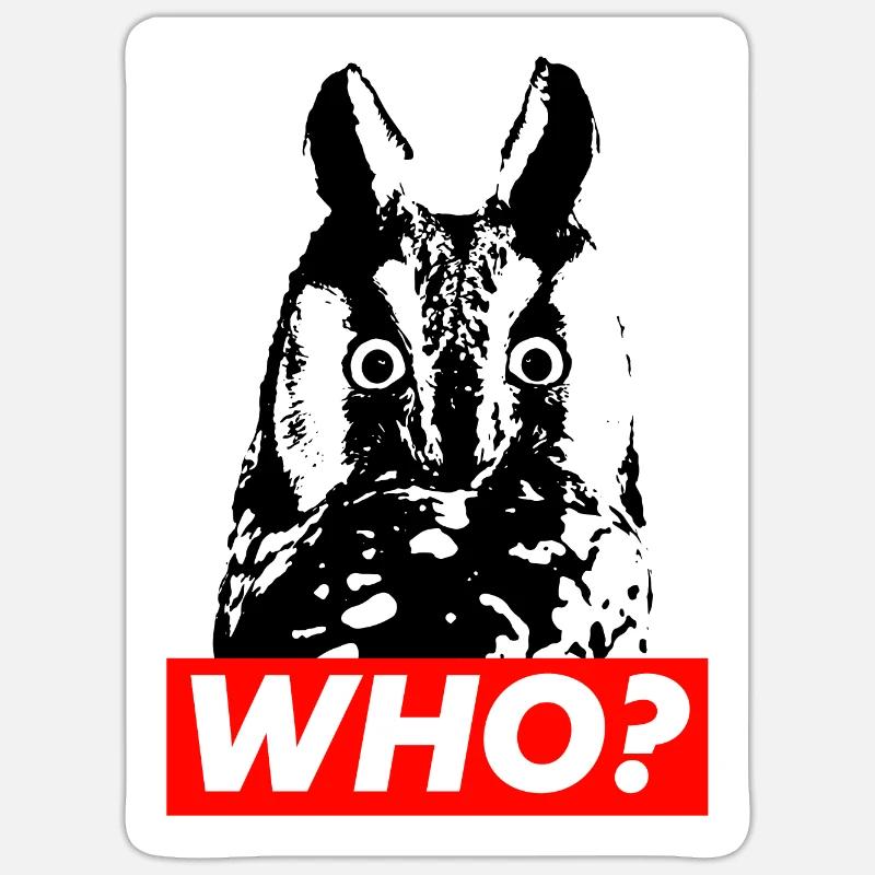 Who? Wer? Eule? Sticker Größe S (10 x 10 cm)