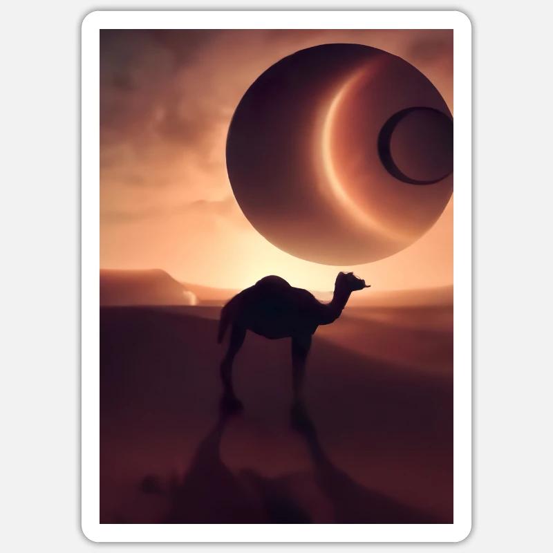 Kamel Wüstenplanet - Sticker Größe S (10 x 10 cm) - Mattweiß