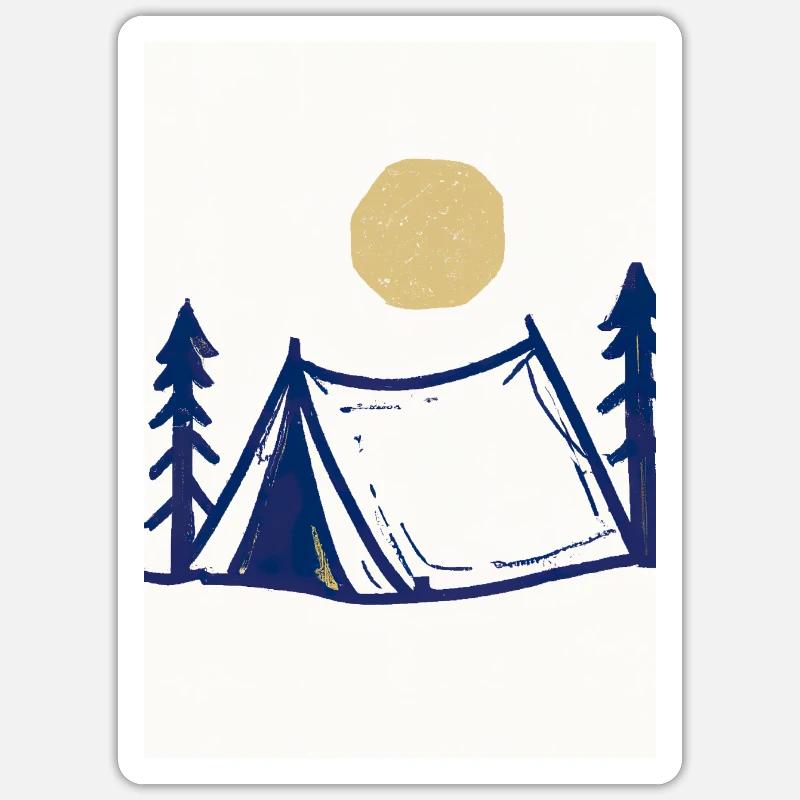 Camping-Zelt - Sticker Größe S (10 x 10 cm) - Mattweiß
