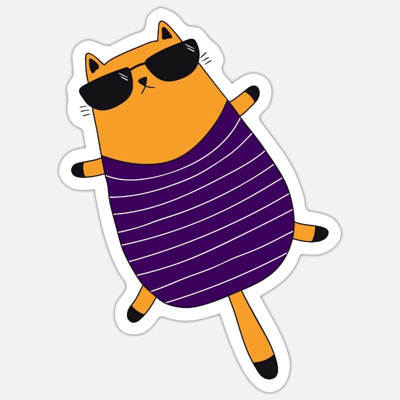 cool cat - Sticker Größe S (10 x 10 cm) - Mattweiß