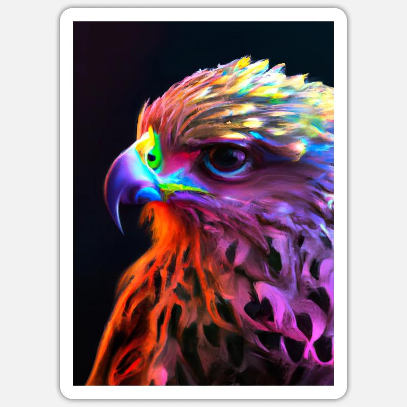 Buntes Vogelgesicht - Sticker Größe S (10 x 10 cm) - Mattweiß