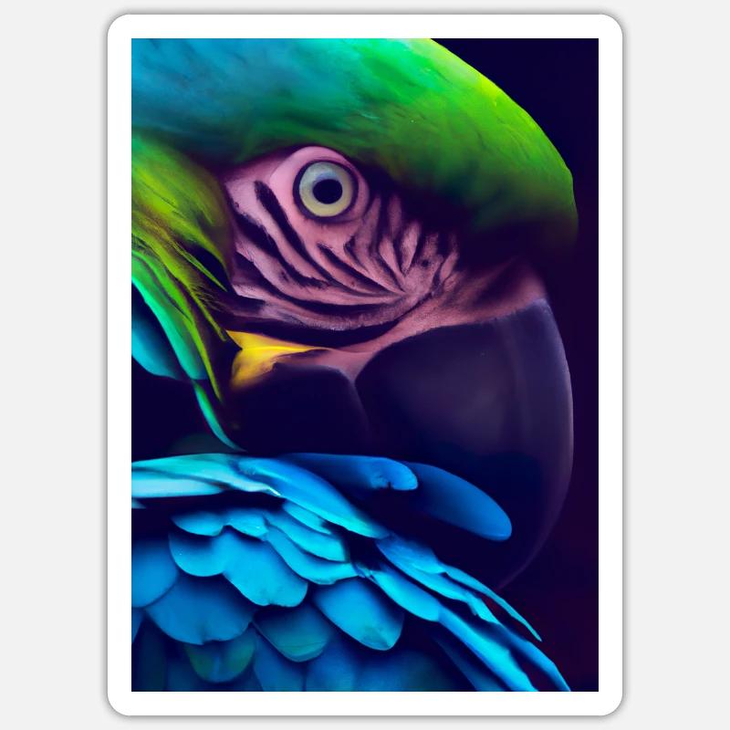 Buntes Vogelgesicht - Sticker Größe S (10 x 10 cm) - Mattweiß