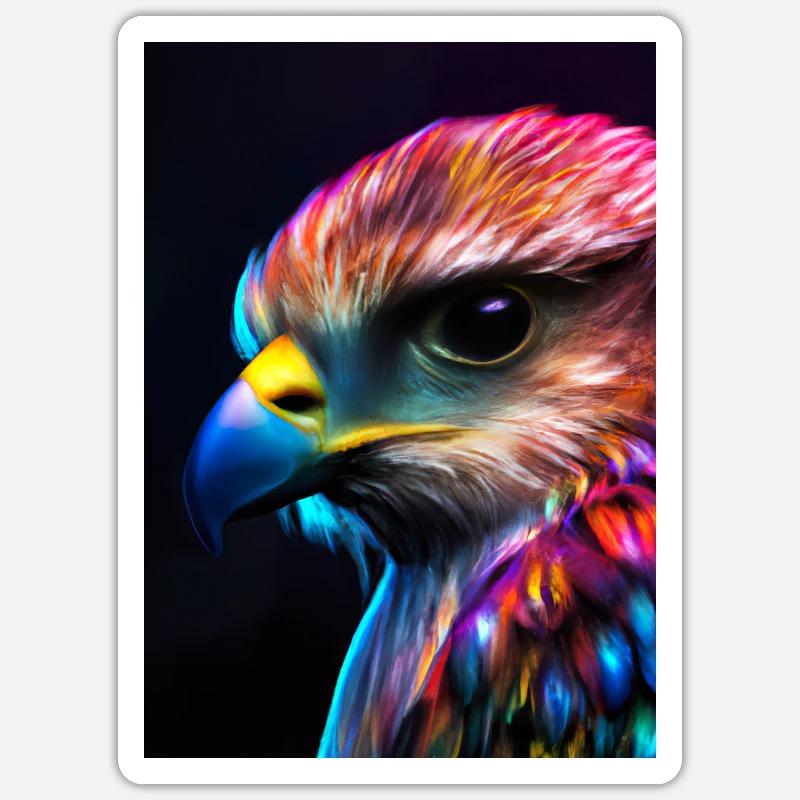 Buntes Vogelgesicht - Sticker Größe S (10 x 10 cm) - Mattweiß