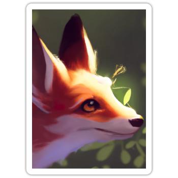 Niedliche Fuchs-Malerei - Sticker Größe S (10 x 10 cm) - Mattweiß - Vorne