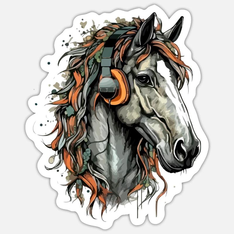 Koni, das audiophile Pferd - Sticker Größe S (10 x 10 cm) - Mattweiß