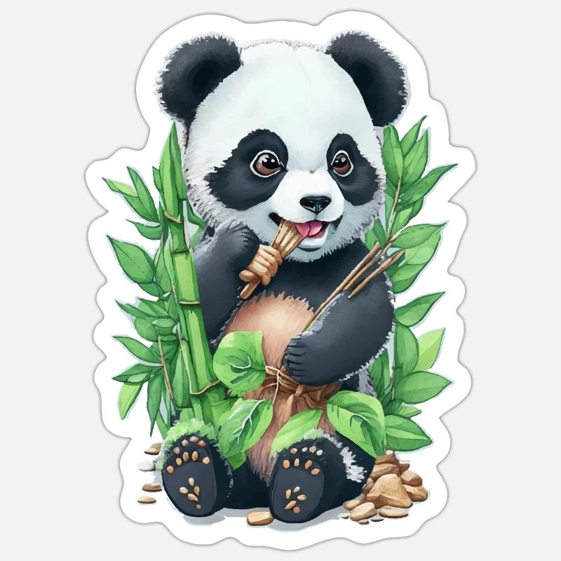 Panda bear eats bamboo Sticker size S (10 x 10 cm)