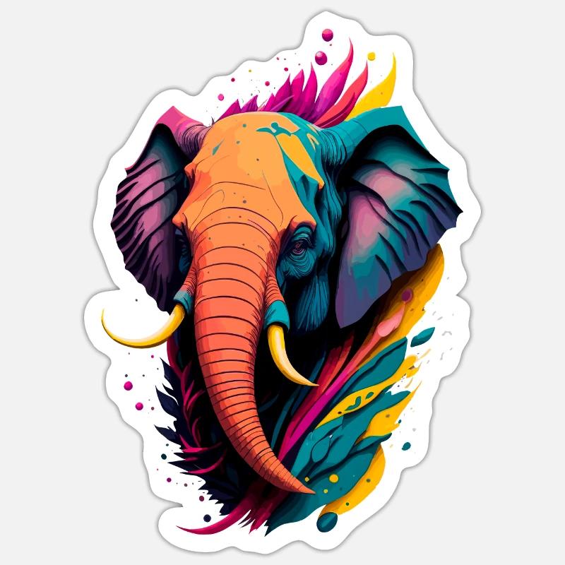 Éléphant coloré Sticker taille S (10 x 10 cm)