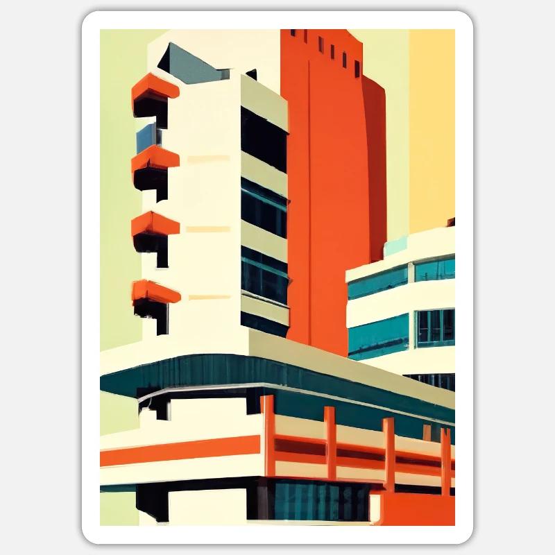 Minimalistisches Stadthaus - Sticker Größe S (10 x 10 cm) - Mattweiß