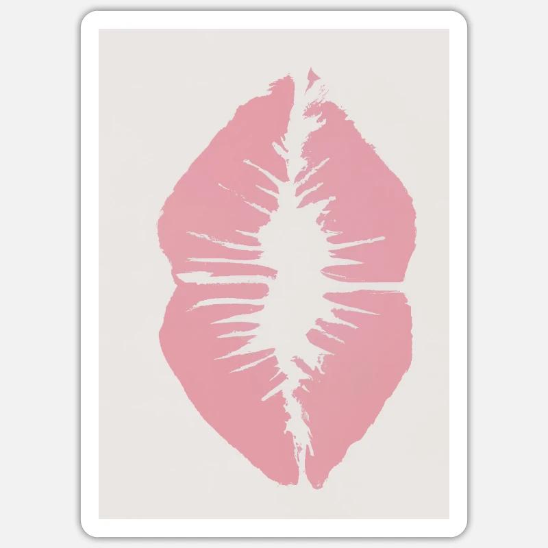 Rosa Lippen - Sticker Größe S (10 x 10 cm) - Mattweiß