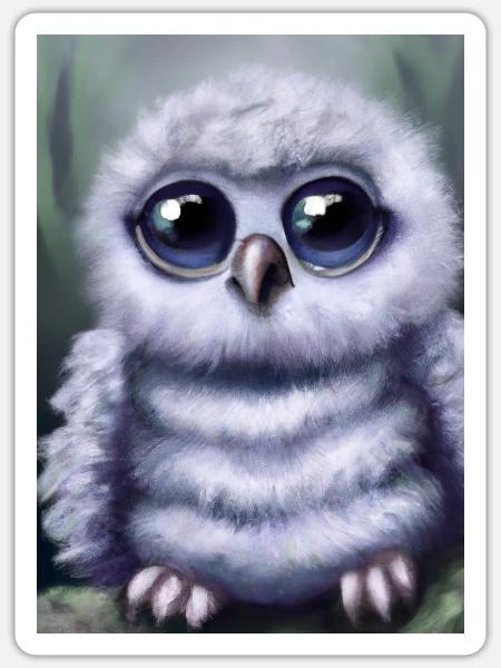 Baby-Kauz - Sticker Größe S (10 x 10 cm) - Mattweiß