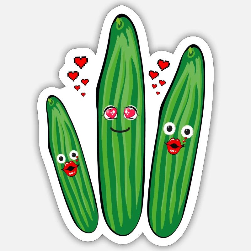Trio de concombre,Concombre,Concombre,Concombre,Concombre,Concombre,Cœurs,Amour - Sticker taille S (10 x 10 cm) - blanc mat