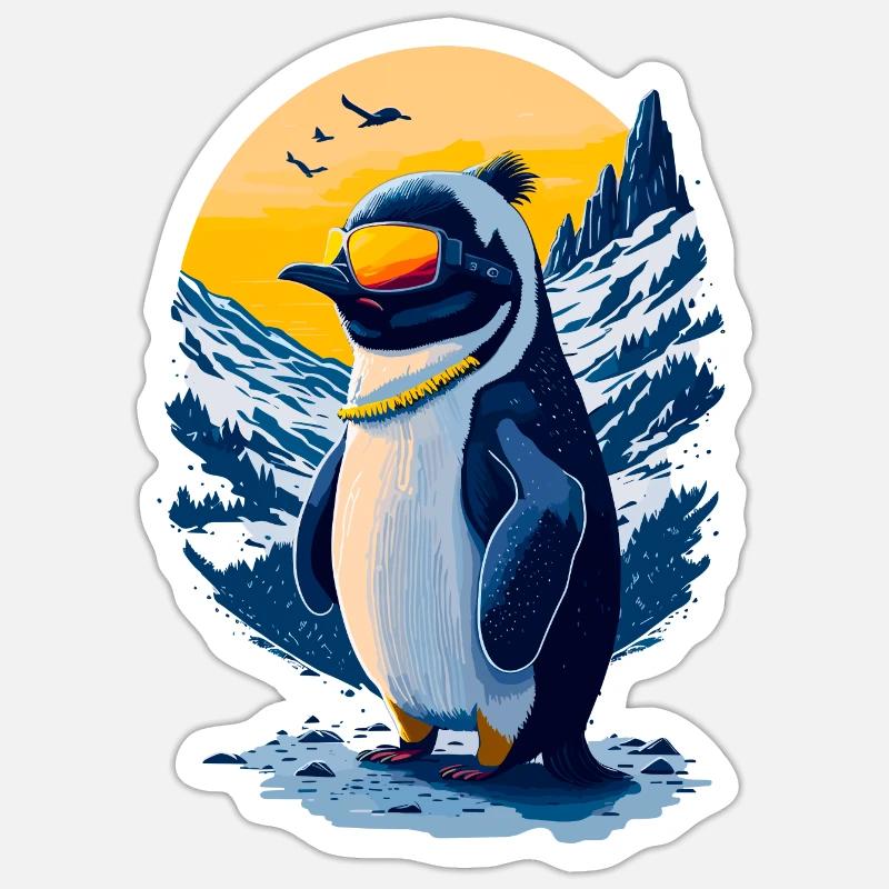 Pingouin mignon - Sticker taille S (10 x 10 cm) - blanc mat