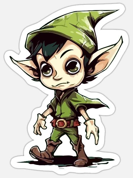 Lefo der kleine Elf - Sticker Größe S (10 x 10 cm) - Mattweiß