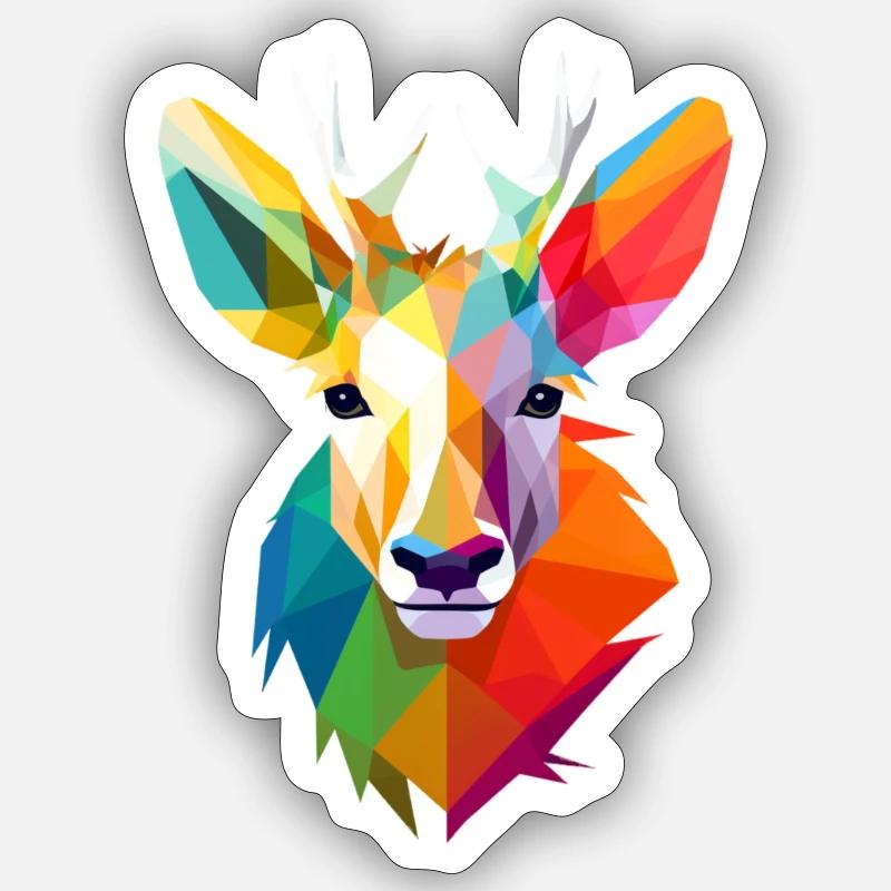 LGBTQAI+ Regenbogen Hirsch - Sticker Größe S (10 x 10 cm) - Mattweiß