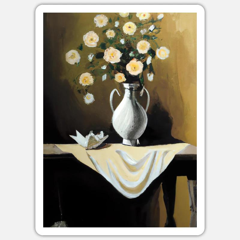 Fancy Blumen Vase - Sticker Größe S (10 x 10 cm) - Mattweiß