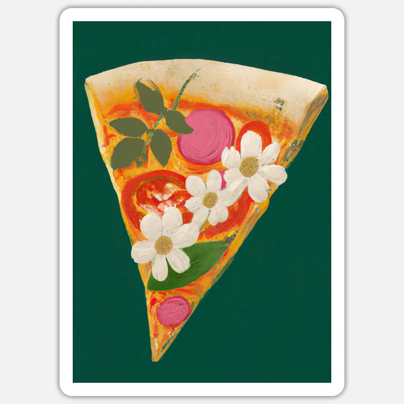 Blümchen-Pizza - Sticker Größe S (10 x 10 cm) - Mattweiß
