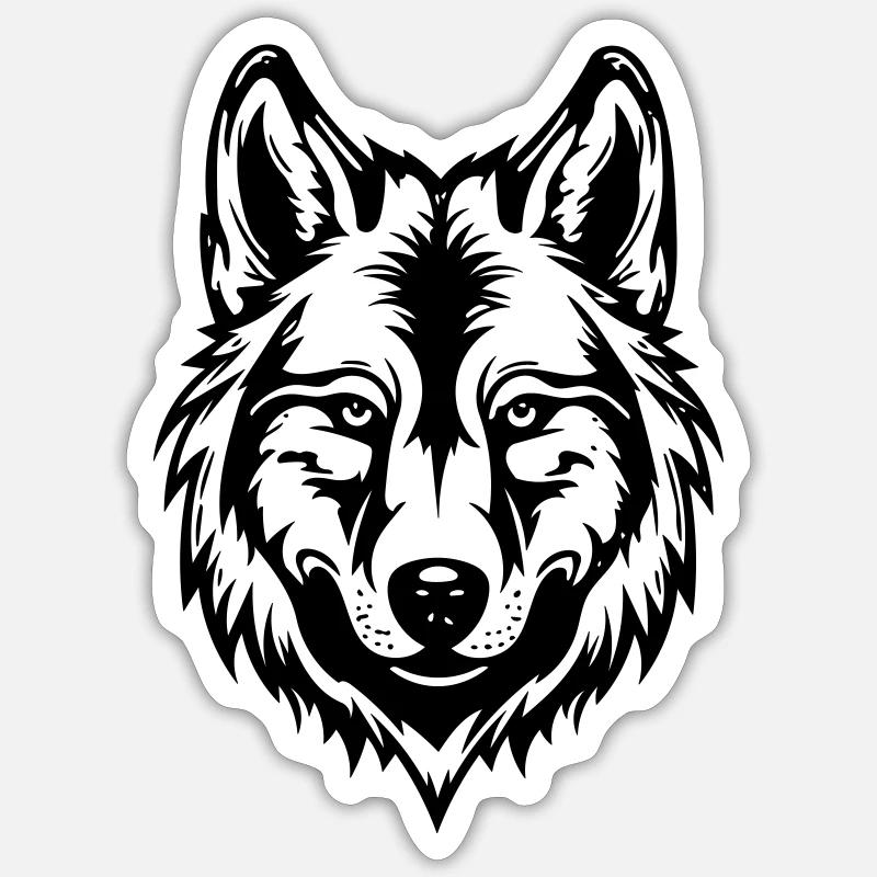 Loup - Sticker taille S (10 x 10 cm) - blanc mat